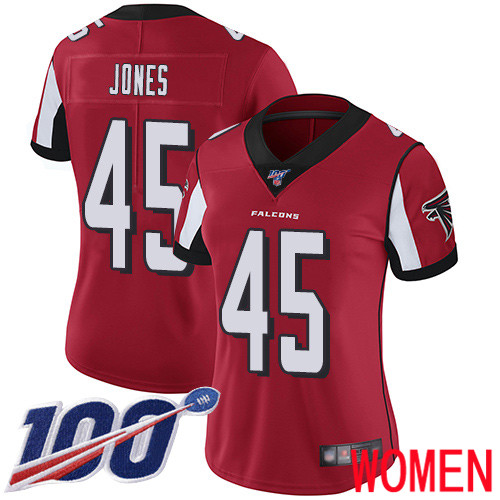 Atlanta Falcons Limited Red Women Deion Jones Home Jersey NFL Football #45 100th Season Vapor Untouchable->women nfl jersey->Women Jersey